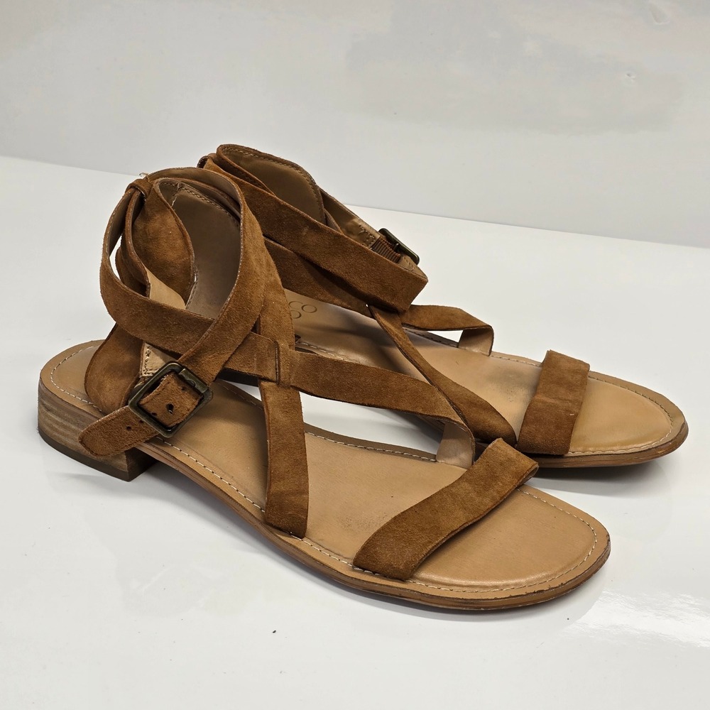 Franco Sarto Alora Sandals Womens 8.5 Brown Suede Strappy Gladiator Boho